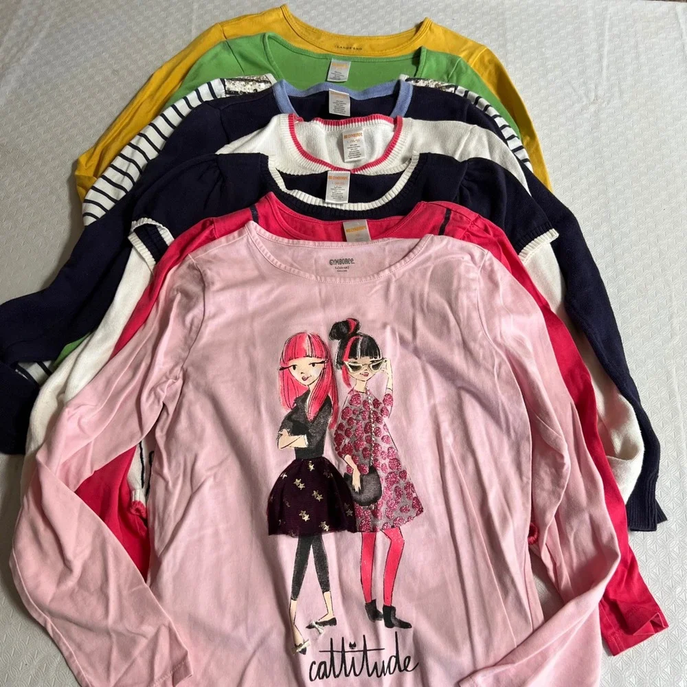 Gymboree Lands End Girls Top Sweater Lot 8pc Size 10 12 L Poodle Owl Graphic Tee